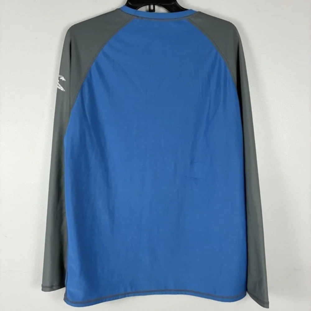 Da Hui Rash Guard Mens Size XXL Blue Long Sleeve Pullover Stretch Beach‎